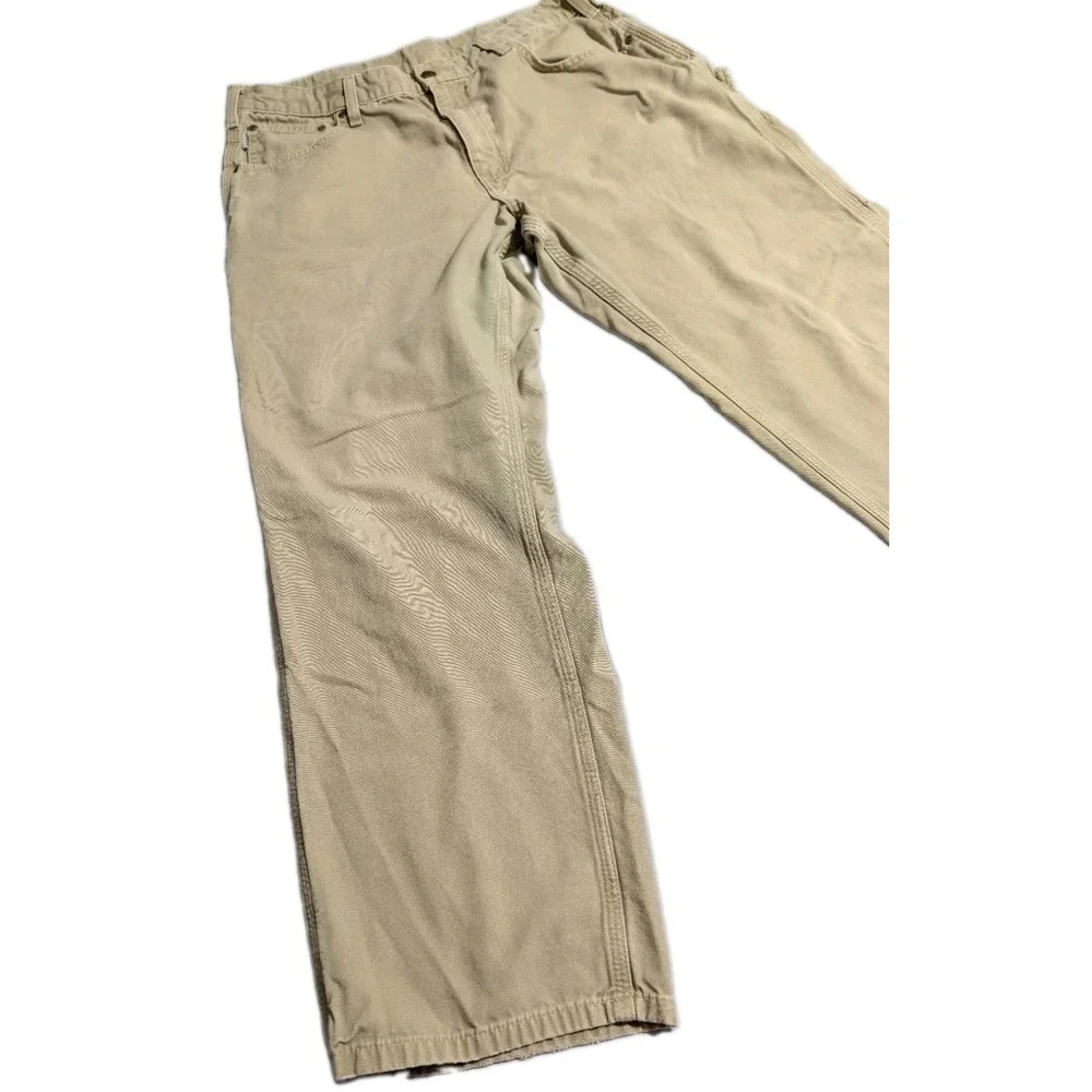 Carhartt B159 DKH Canvas Carpenter Pants Mens 36x30 Brown Work Utility - Read